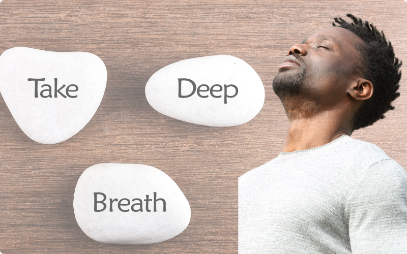 someone who is breathing mindfully before performing , to fight stage fright or performance anxiety